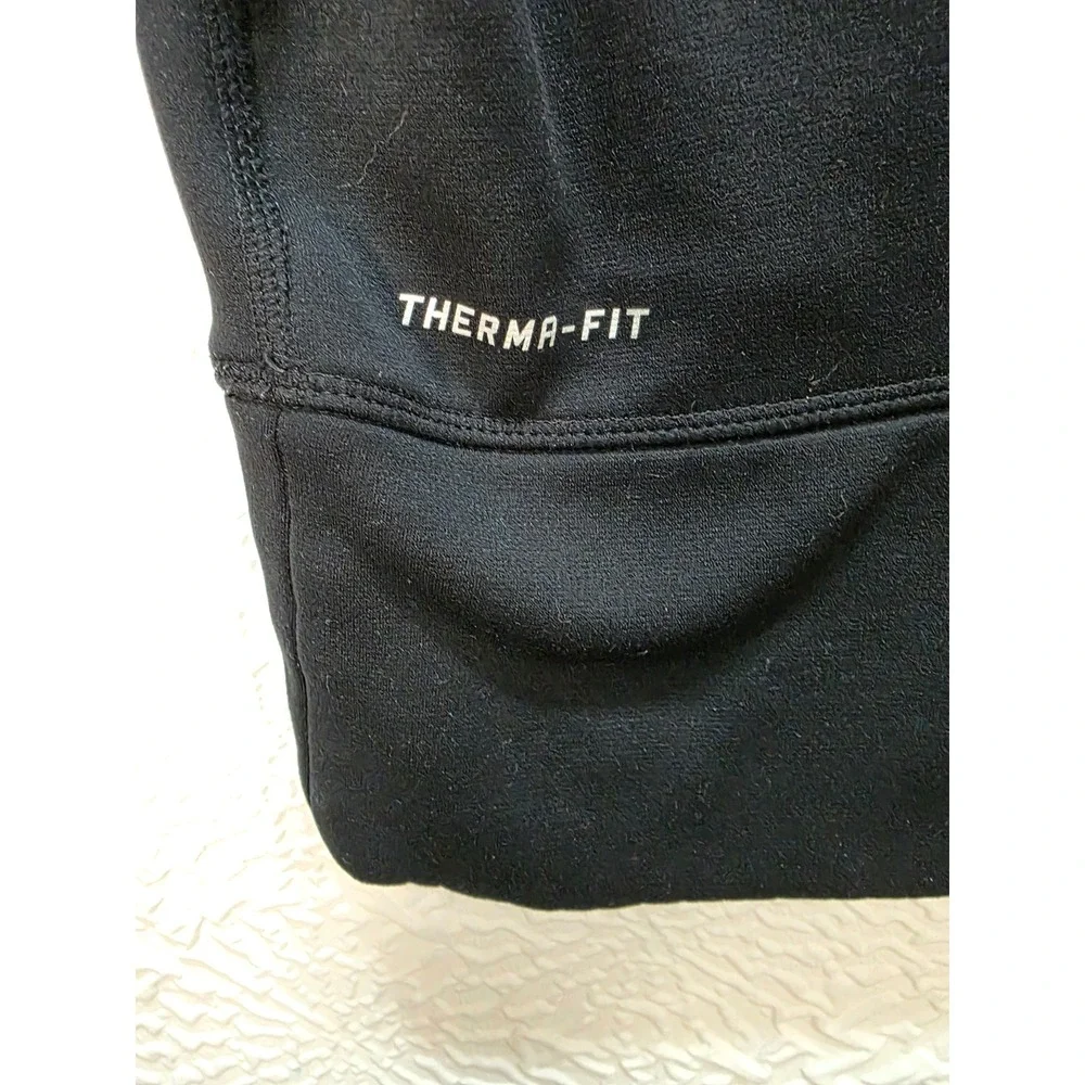 Nike Therma Fit Hoodie Women L Black Pink BigSwoosh Excellent Thumbhole Pullover